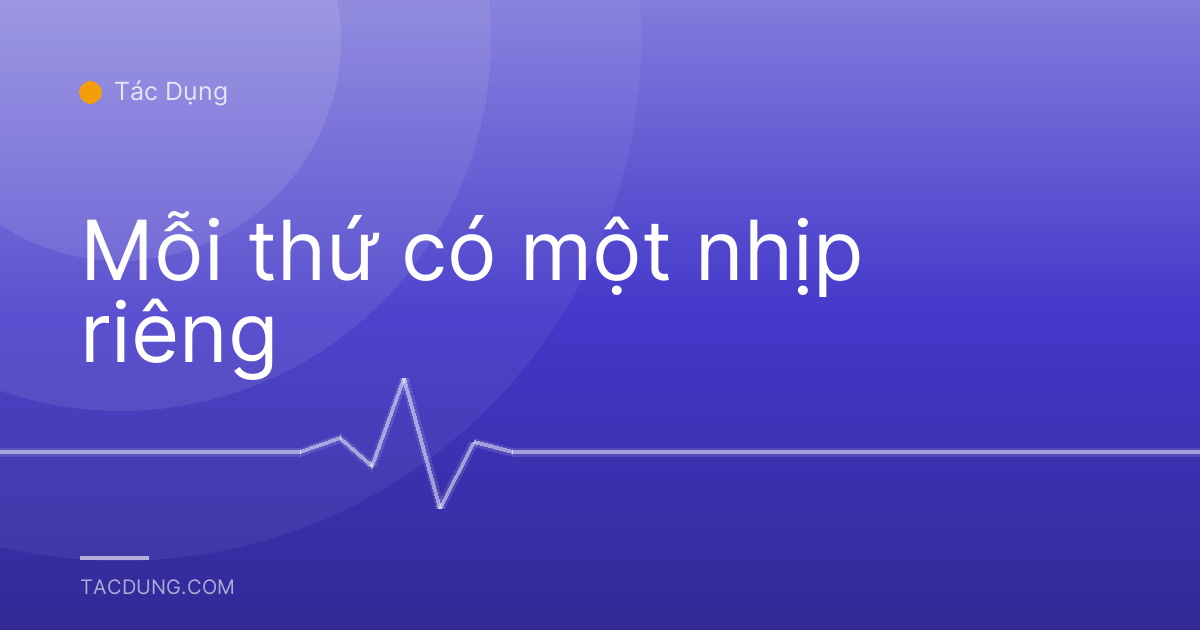 Mỗi thứ có một nhịp riêng